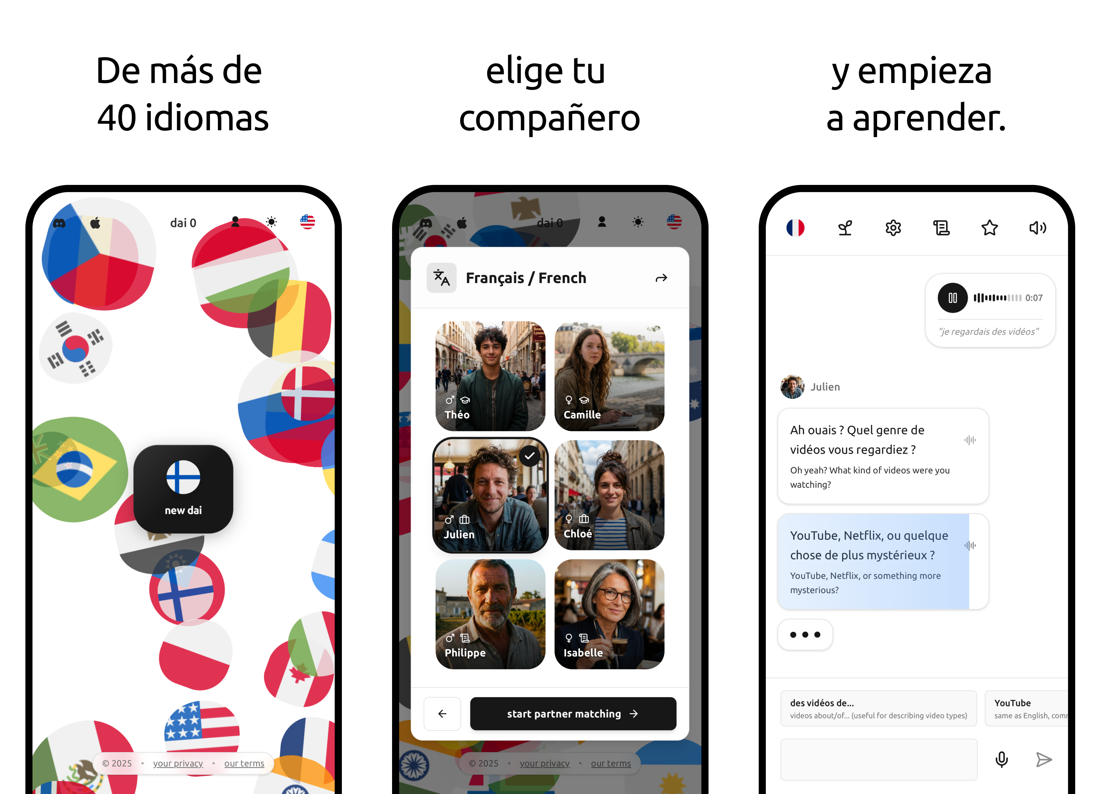 Learn English - talktodai AI language learning app screenshot 1. Practice English conversation, improve speaking fluency, and master pronunciation with personalized AI tutoring.