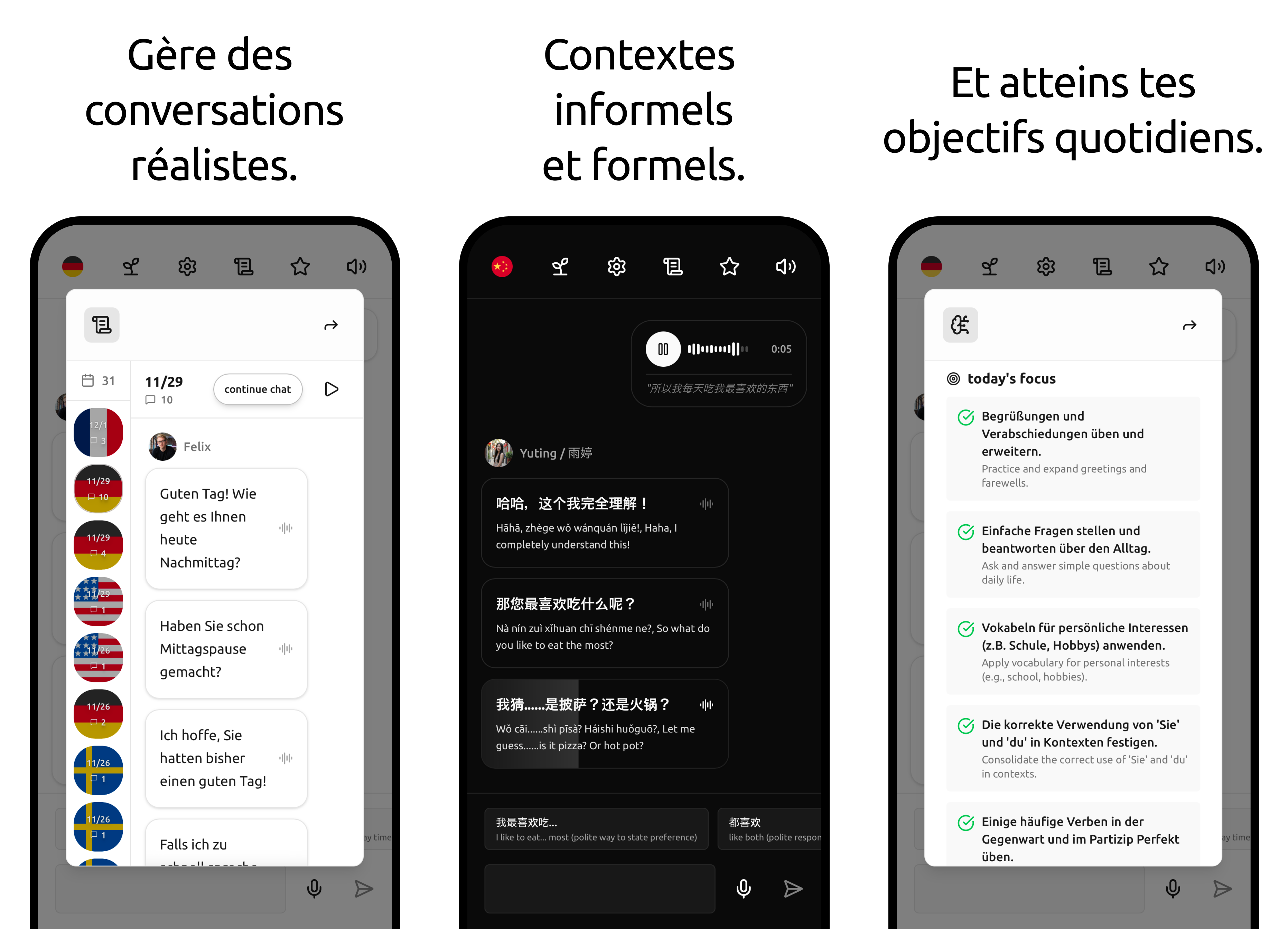 Learn Spanish - talktodai AI language learning app screenshot 2. Practice Spanish conversation, improve speaking fluency, and master pronunciation with personalized AI tutoring.